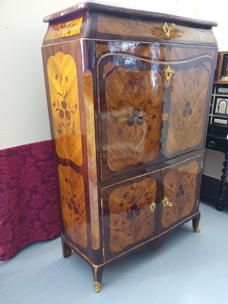 Secretary In Marquetry D Louis XV Period-photo-4